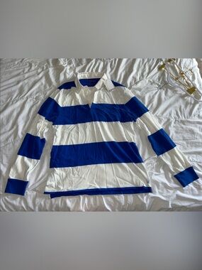 Esprit Men’s Blue and White Rugby Polo